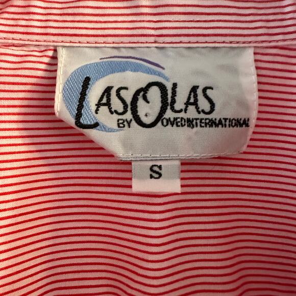 LasOlas Women's Vintage S/S Buttonup Shirt Striped Gingerbread Size Small - Picture 3 of 9